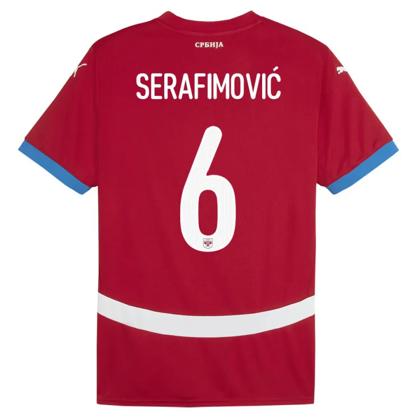 Danxen Herren Serbien Vojin Serafimovic #6 Rot Heimtrikot Trikot 24-26 T-Shirt Schweiz