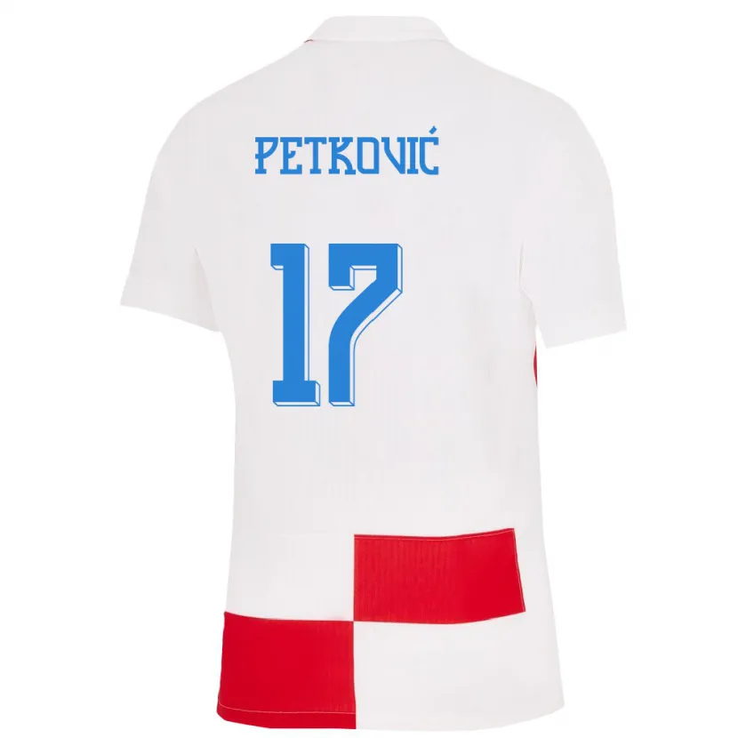 Danxen Herren Kroatien Bruno Petkovic #17 Weiß Rot Heimtrikot Trikot 24-26 T-Shirt Schweiz