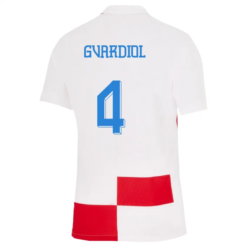 Danxen Herren Kroatien Josko Gvardiol #4 Weiß Rot Heimtrikot Trikot 24-26 T-Shirt Schweiz