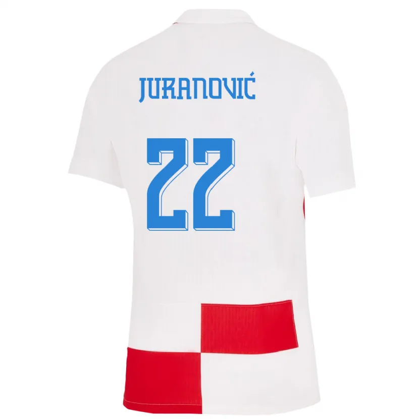 Danxen Herren Kroatien Josip Juranovic #22 Weiß Rot Heimtrikot Trikot 24-26 T-Shirt Schweiz