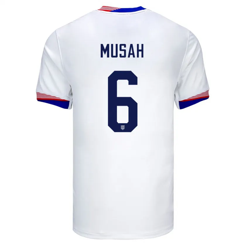 Danxen Herren Vereinigte Staaten Yunus Musah #6 Weiß Heimtrikot Trikot 24-26 T-Shirt Schweiz