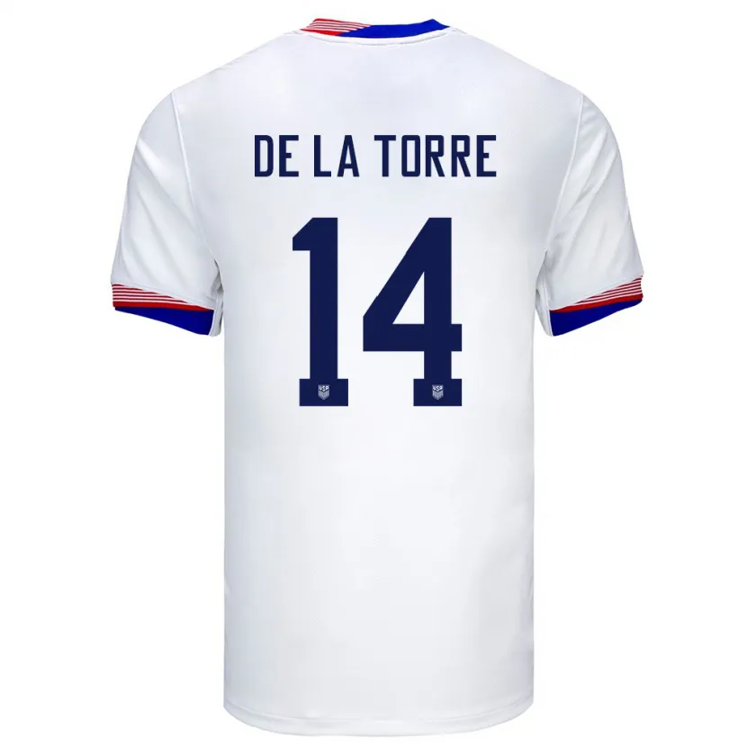 Danxen Herren Vereinigte Staaten Luca De La Torre #14 Weiß Heimtrikot Trikot 24-26 T-Shirt Schweiz