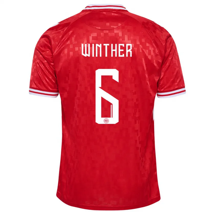 Danxen Herren Dänemark Casper Winther #6 Rot Heimtrikot Trikot 24-26 T-Shirt Schweiz
