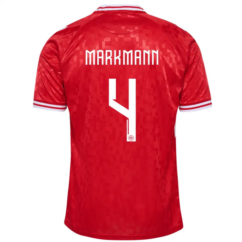 Danxen Herren Dänemark Noah Markmann #4 Rot Heimtrikot Trikot 24-26 T-Shirt Schweiz