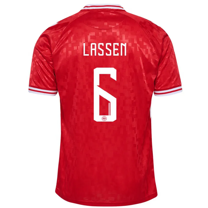 Danxen Herren Dänemark Noah Lassen #6 Rot Heimtrikot Trikot 24-26 T-Shirt Schweiz