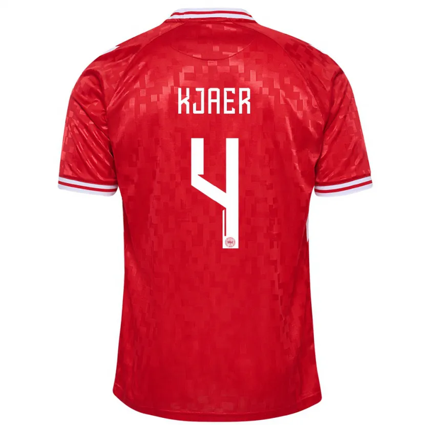 Danxen Herren Dänemark Simon Kjaer #4 Rot Heimtrikot Trikot 24-26 T-Shirt Schweiz