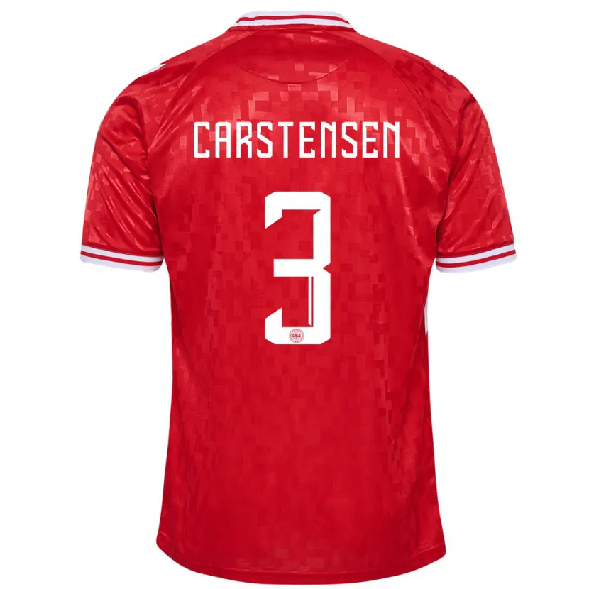 Danxen Herren Dänemark Rasmus Carstensen #3 Rot Heimtrikot Trikot 24-26 T-Shirt Schweiz