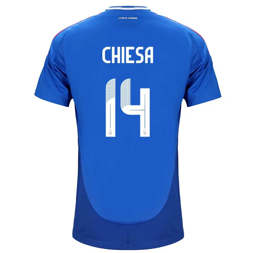 Danxen Herren Italien Federico Chiesa #14 Blau Heimtrikot Trikot 24-26 T-Shirt Schweiz
