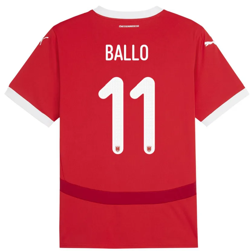Danxen Herren Österreich Thierno Ballo #11 Rot Heimtrikot Trikot 24-26 T-Shirt Schweiz