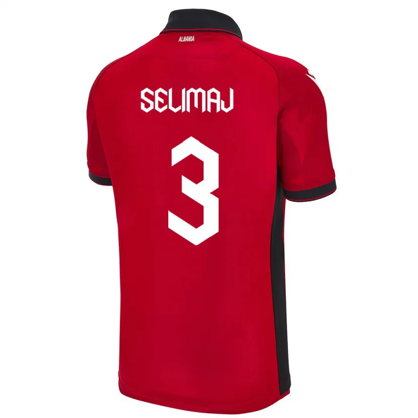 Danxen Herren Albanien Ermis Selimaj #3 Rot Heimtrikot Trikot 24-26 T-Shirt Schweiz