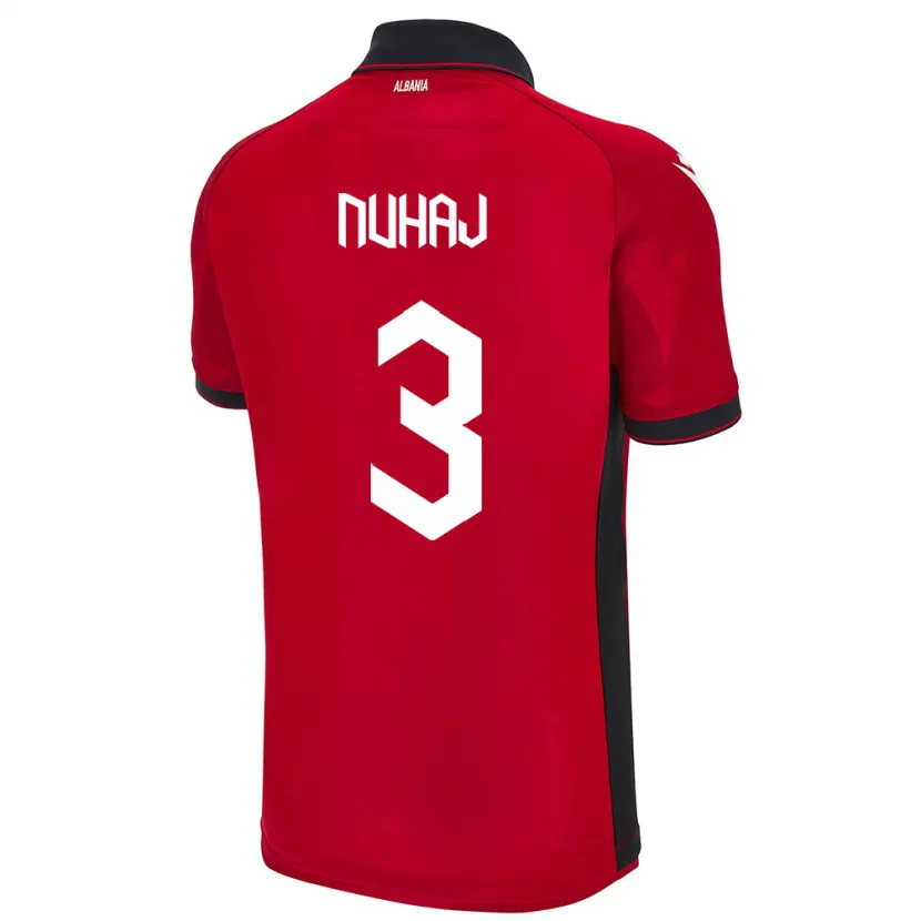 Danxen Herren Albanien Fabjano Nuhaj #3 Rot Heimtrikot Trikot 24-26 T-Shirt Schweiz