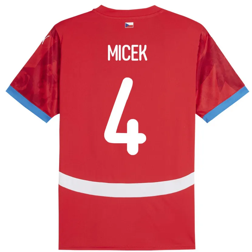 Danxen Herren Tschechien Jiri Micek #4 Rot Heimtrikot Trikot 24-26 T-Shirt Schweiz