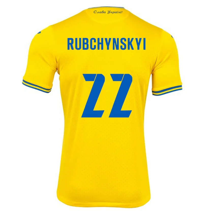 Danxen Herren Ukraine Valentyn Rubchynskyi #22 Gelb Heimtrikot Trikot 24-26 T-Shirt Schweiz