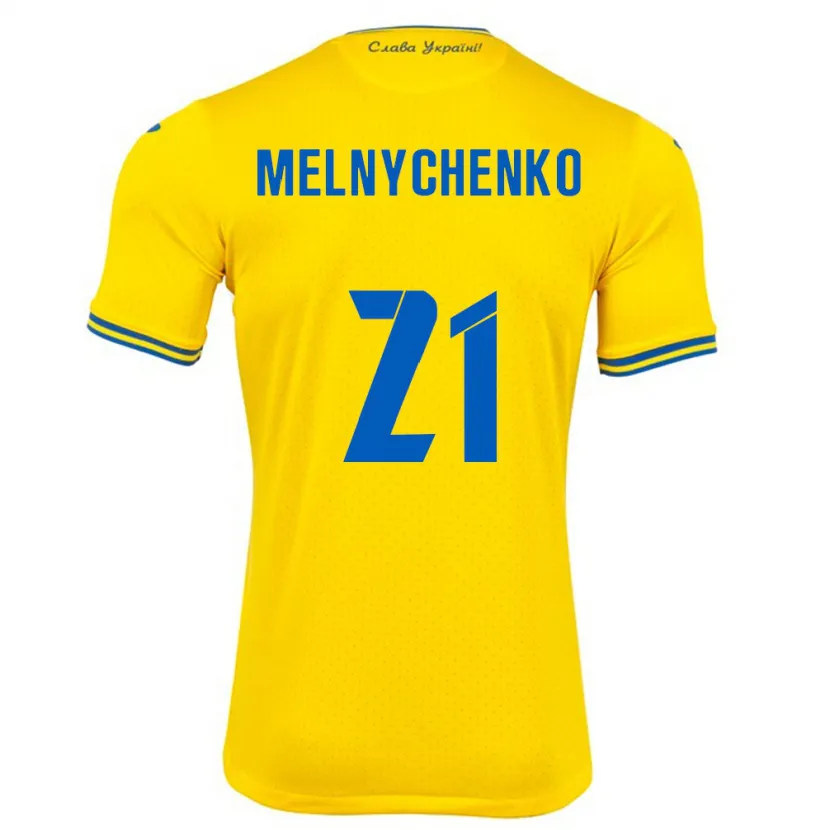 Danxen Herren Ukraine Maksym Melnychenko #21 Gelb Heimtrikot Trikot 24-26 T-Shirt Schweiz