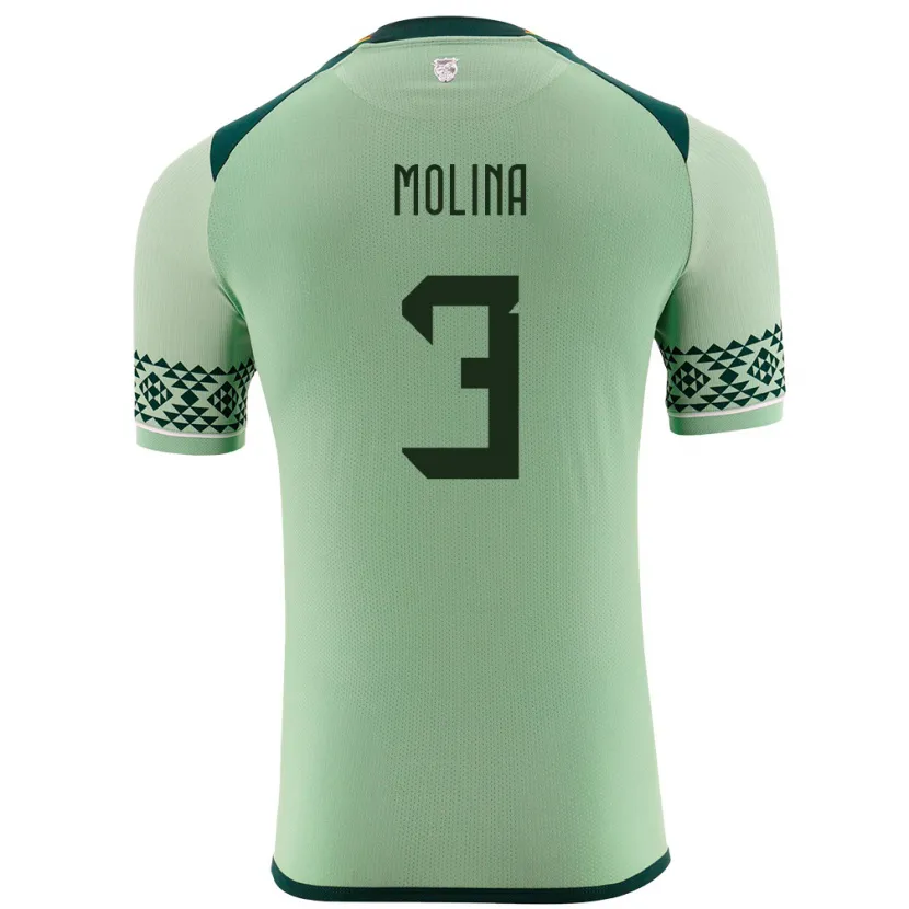 Danxen Herren Bolivien Iván Molina #3 Hellgrün Heimtrikot Trikot 24-26 T-Shirt Schweiz