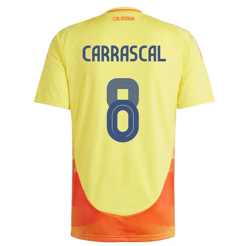 Danxen Herren Kolumbien Jorge Carrascal #8 Gelb Heimtrikot Trikot 24-26 T-Shirt Schweiz