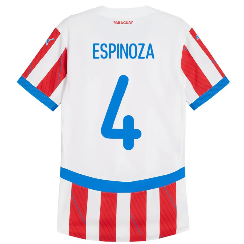 Danxen Herren Paraguay Matías Espinoza #4 Weiß Rot Heimtrikot Trikot 24-26 T-Shirt Schweiz