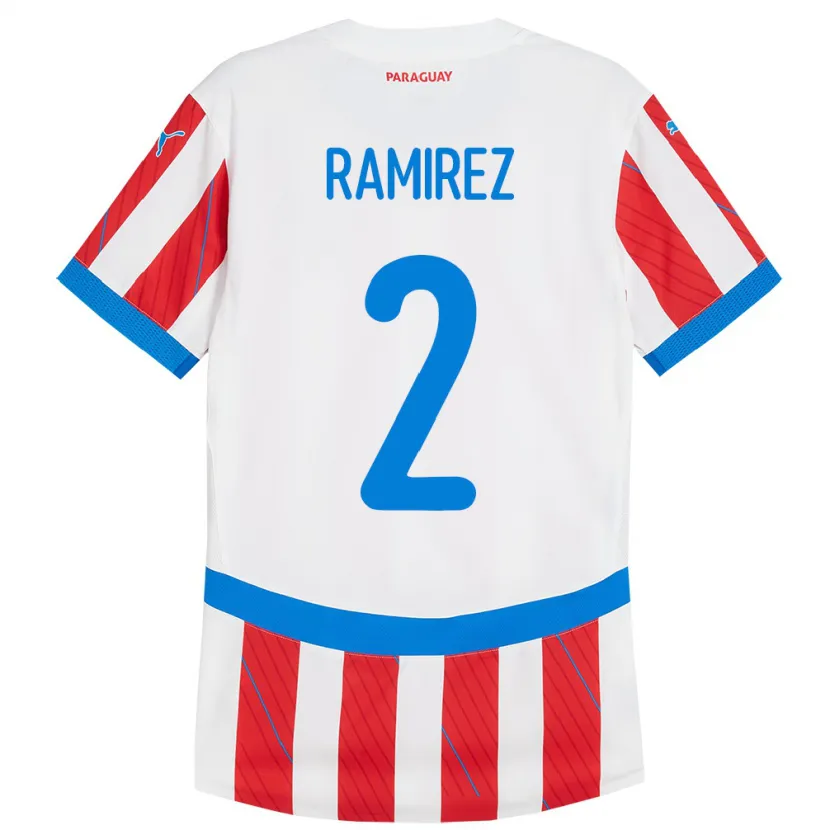 Danxen Herren Paraguay Iván Ramírez #2 Weiß Rot Heimtrikot Trikot 24-26 T-Shirt Schweiz