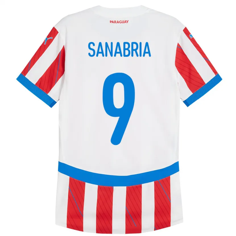 Danxen Herren Paraguay Antonio Sanabria #9 Weiß Rot Heimtrikot Trikot 24-26 T-Shirt Schweiz