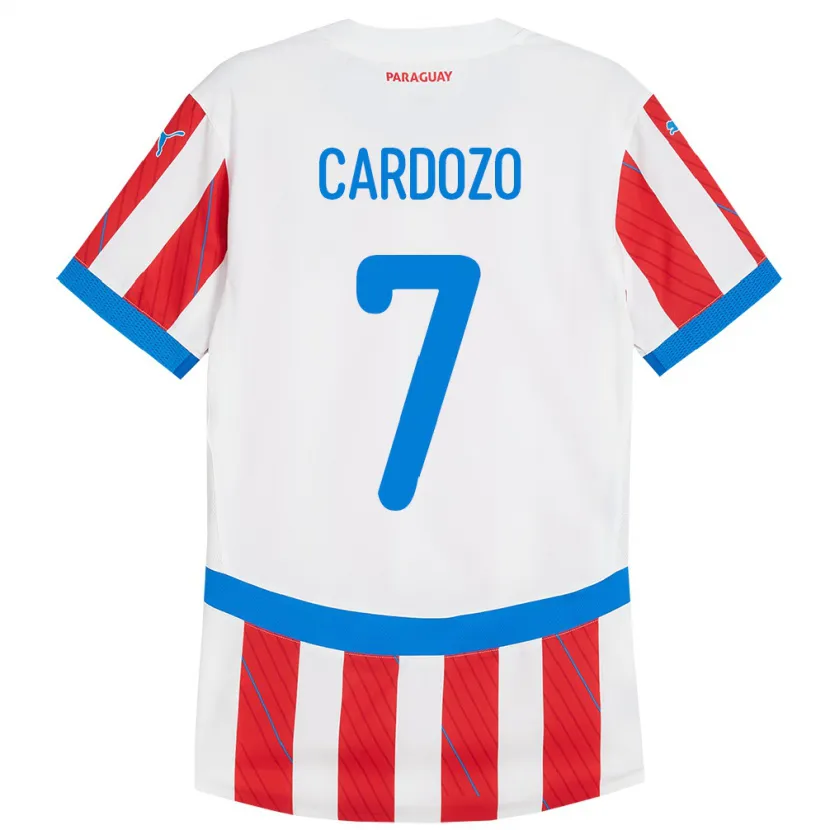 Danxen Herren Paraguay Fernando Cardozo #7 Weiß Rot Heimtrikot Trikot 24-26 T-Shirt Schweiz