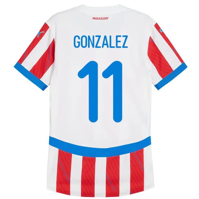 Danxen Herren Paraguay Enso González #11 Weiß Rot Heimtrikot Trikot 24-26 T-Shirt Schweiz