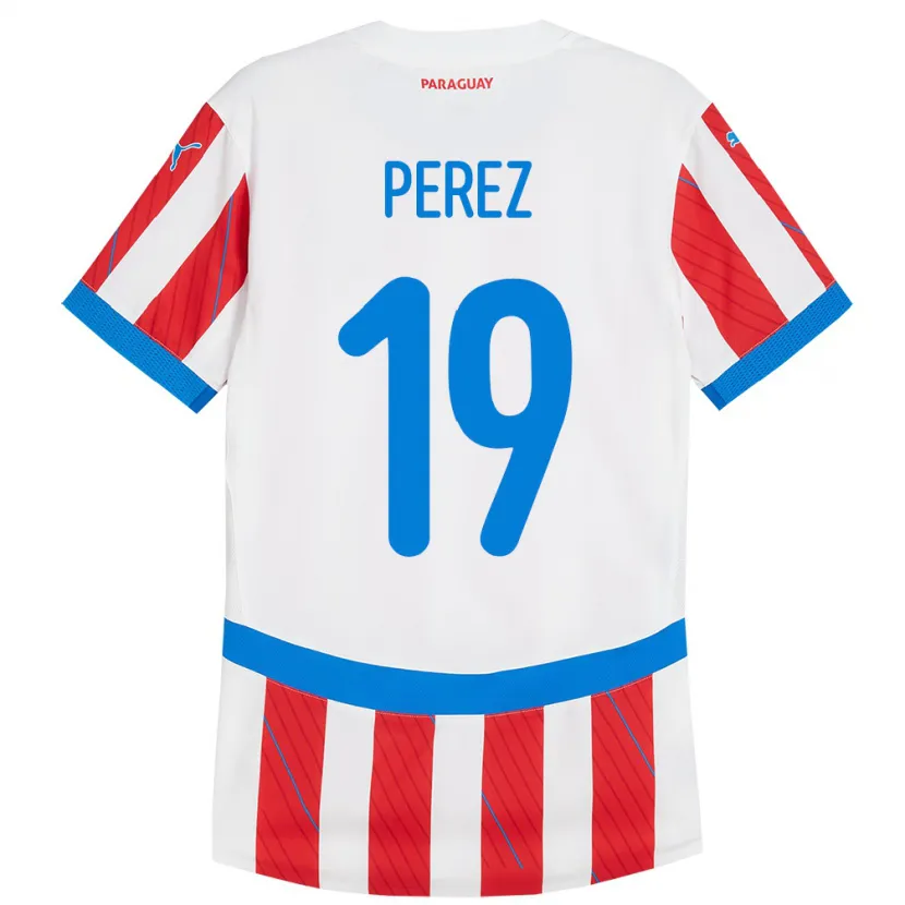 Danxen Herren Paraguay Marcelo Pérez #19 Weiß Rot Heimtrikot Trikot 24-26 T-Shirt Schweiz