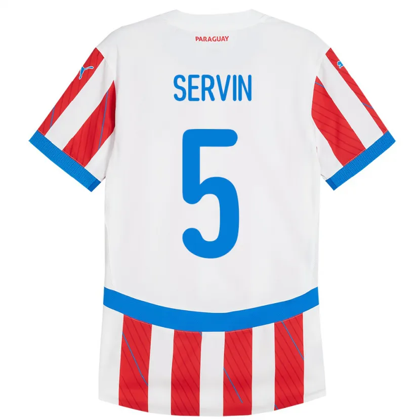 Danxen Herren Paraguay Thiago Servín #5 Weiß Rot Heimtrikot Trikot 24-26 T-Shirt Schweiz