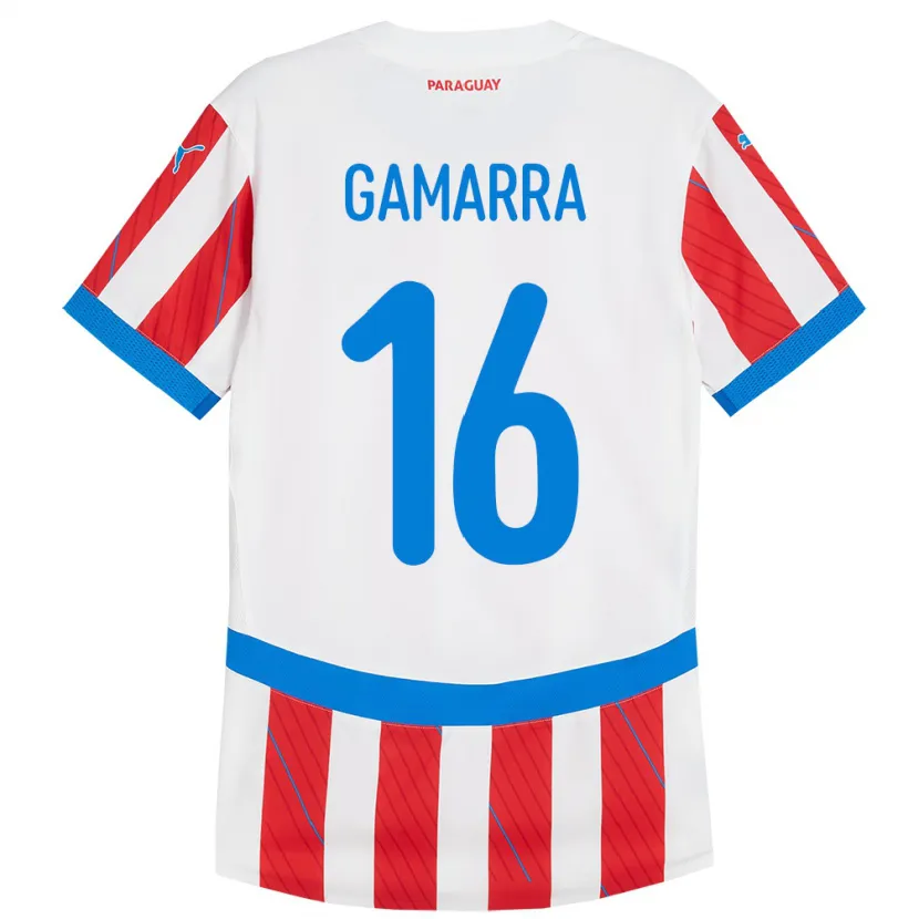 Danxen Herren Paraguay Ariel Gamarra #16 Weiß Rot Heimtrikot Trikot 24-26 T-Shirt Schweiz