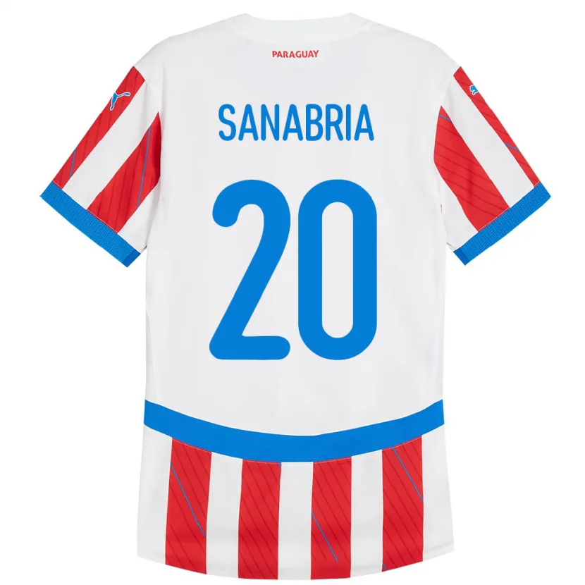 Danxen Herren Paraguay Tobías Sanabria #20 Weiß Rot Heimtrikot Trikot 24-26 T-Shirt Schweiz