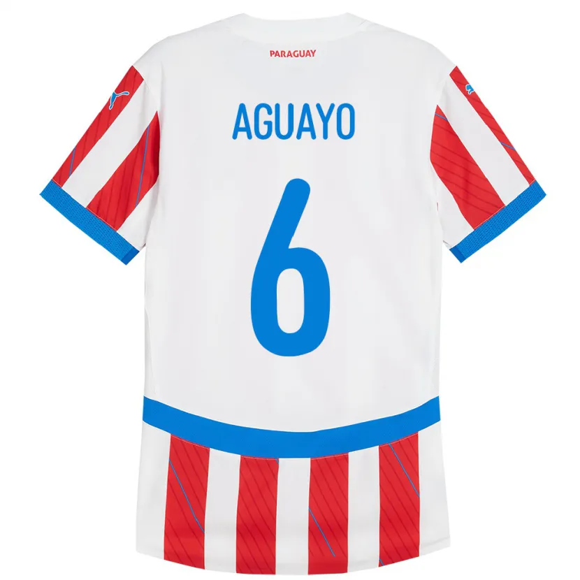 Danxen Herren Paraguay Ángel Aguayo #6 Weiß Rot Heimtrikot Trikot 24-26 T-Shirt Schweiz