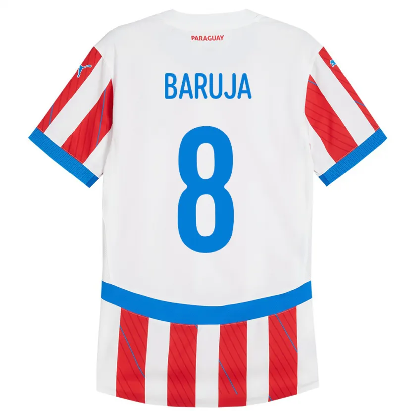 Danxen Herren Paraguay Fabrizio Baruja #8 Weiß Rot Heimtrikot Trikot 24-26 T-Shirt Schweiz