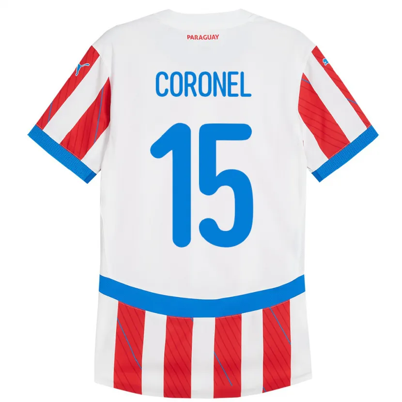Danxen Herren Paraguay Éver Coronel #15 Weiß Rot Heimtrikot Trikot 24-26 T-Shirt Schweiz
