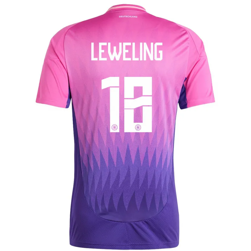 Danxen Herren Deutschland Jamie Leweling #18 Pink Lila Auswärtstrikot Trikot 24-26 T-Shirt Schweiz