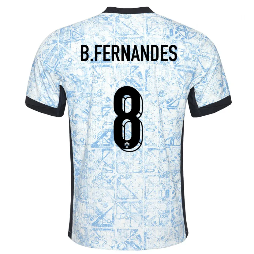 Danxen Herren Portugal Bruno Fernandes #8 Cremeblau Auswärtstrikot Trikot 24-26 T-Shirt Schweiz