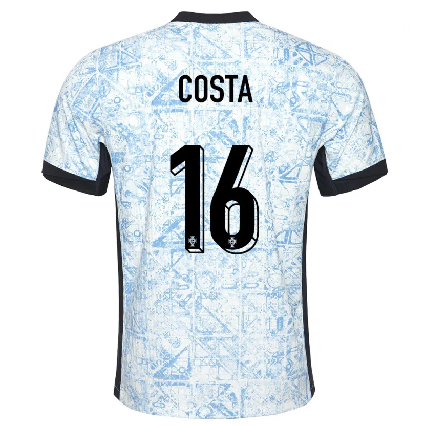 Danxen Herren Portugal David Costa #16 Cremeblau Auswärtstrikot Trikot 24-26 T-Shirt Schweiz