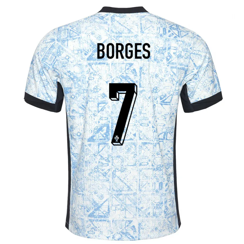 Danxen Herren Portugal Carlos Borges #7 Cremeblau Auswärtstrikot Trikot 24-26 T-Shirt Schweiz