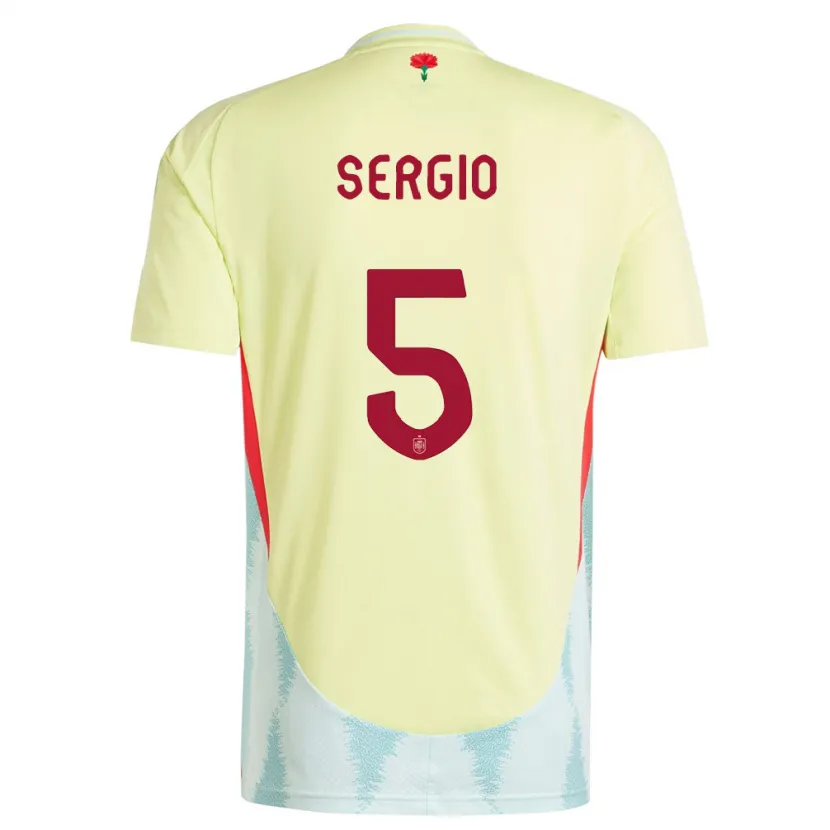 Danxen Herren Spanien Sergio Busquets #5 Gelb Auswärtstrikot Trikot 24-26 T-Shirt Schweiz
