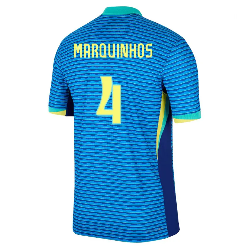 Danxen Herren Brasilien Marquinhos #4 Blau Auswärtstrikot Trikot 24-26 T-Shirt Schweiz