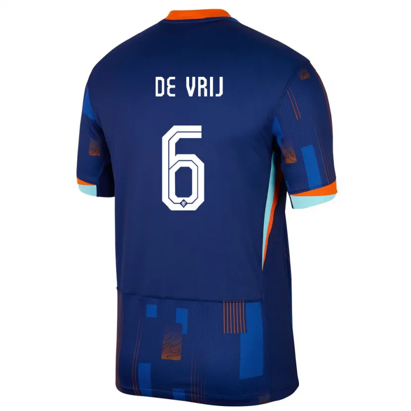 Danxen Herren Niederlande Stefan De Vrij #6 Blau Auswärtstrikot Trikot 24-26 T-Shirt Schweiz
