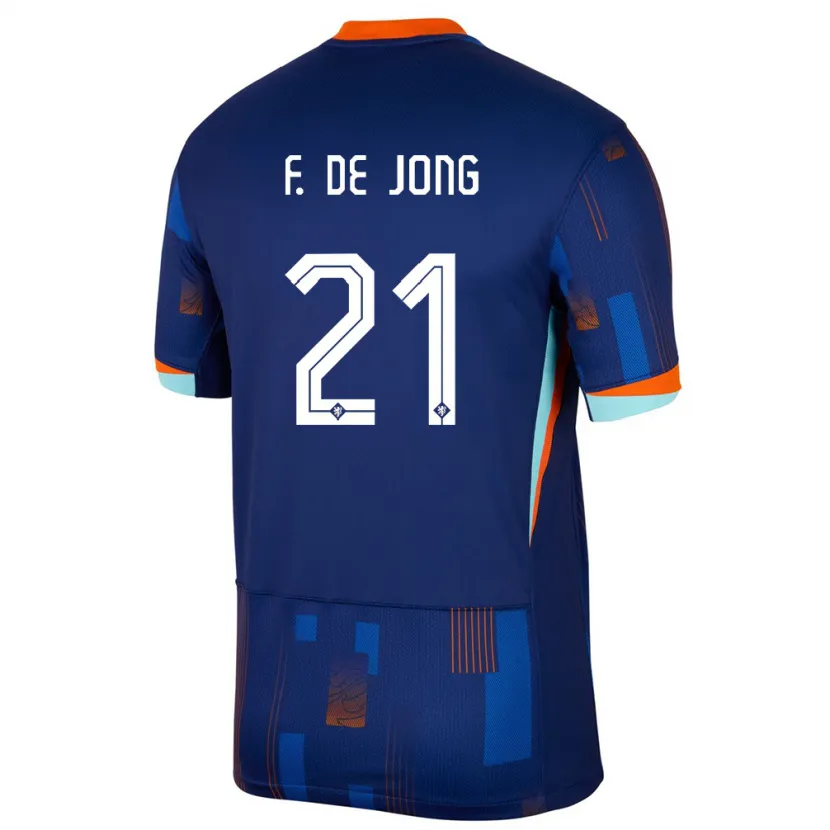 Danxen Herren Niederlande Frenkie De Jong #21 Blau Auswärtstrikot Trikot 24-26 T-Shirt Schweiz