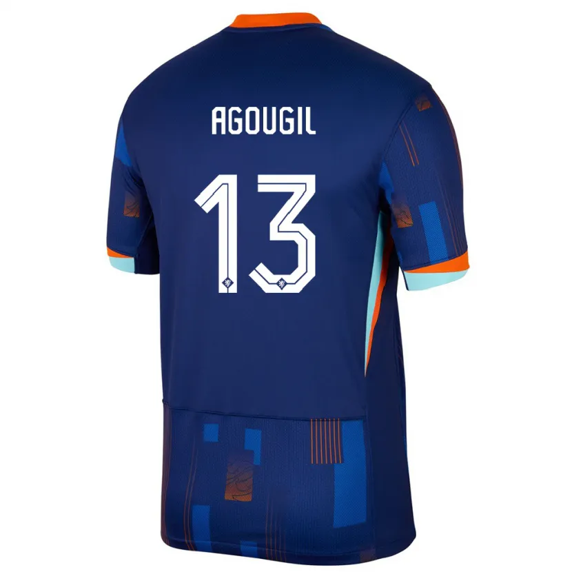 Danxen Herren Niederlande Oualid Agougil #13 Blau Auswärtstrikot Trikot 24-26 T-Shirt Schweiz