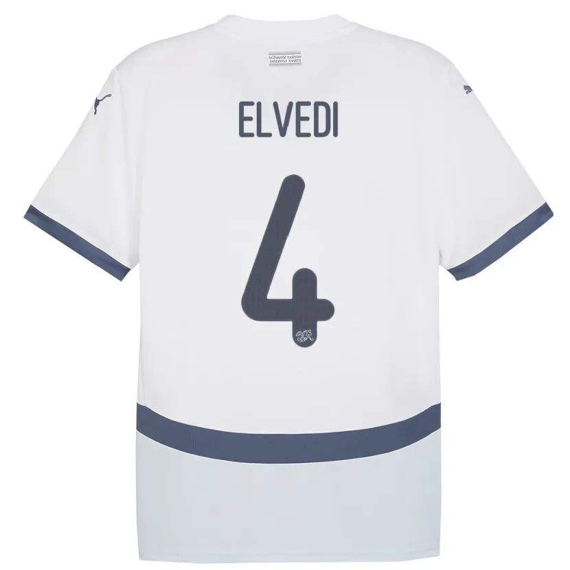 Danxen Herren Schweiz Nico Elvedi #4 Weiß Auswärtstrikot Trikot 24-26 T-Shirt Schweiz