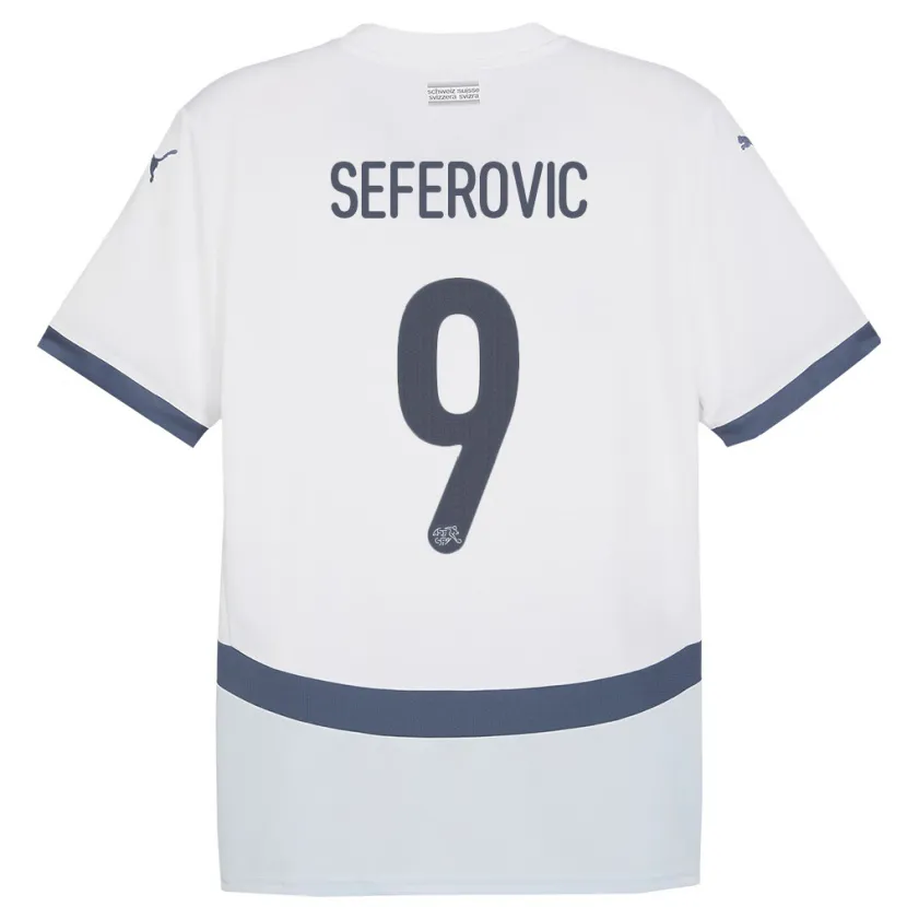 Danxen Herren Schweiz Haris Seferovic #9 Weiß Auswärtstrikot Trikot 24-26 T-Shirt Schweiz