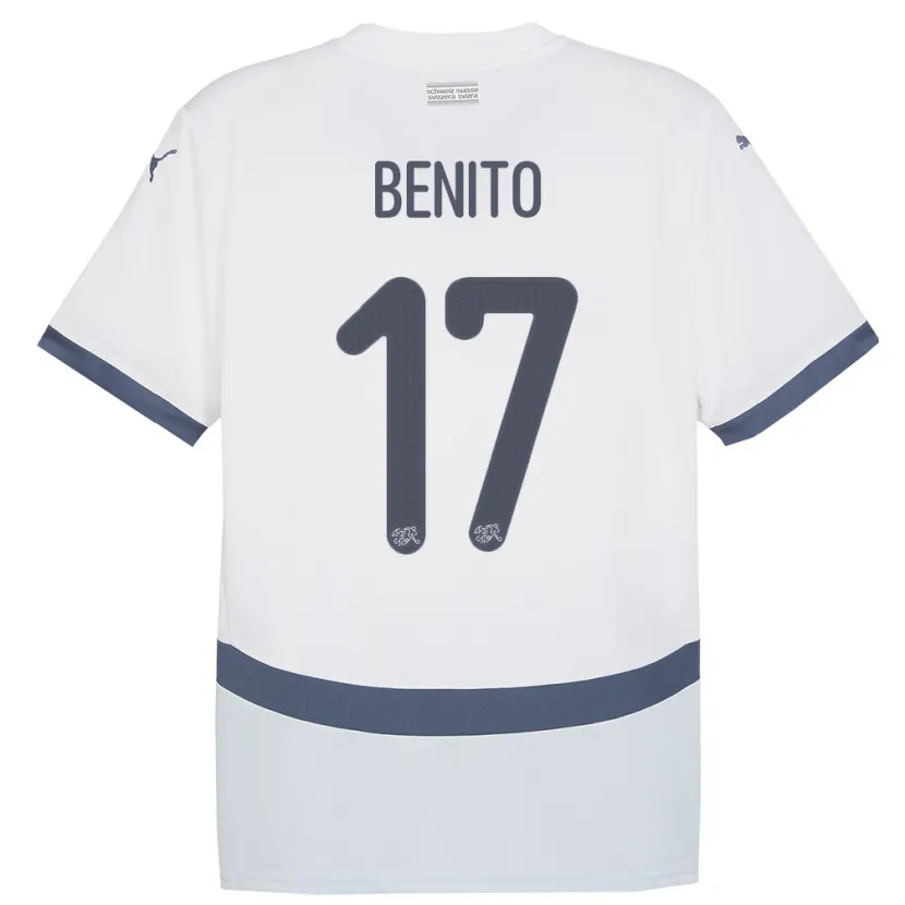 Danxen Herren Schweiz Loris Benito #17 Weiß Auswärtstrikot Trikot 24-26 T-Shirt Schweiz
