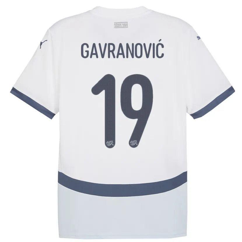 Danxen Herren Schweiz Mario Gavranovic #19 Weiß Auswärtstrikot Trikot 24-26 T-Shirt Schweiz