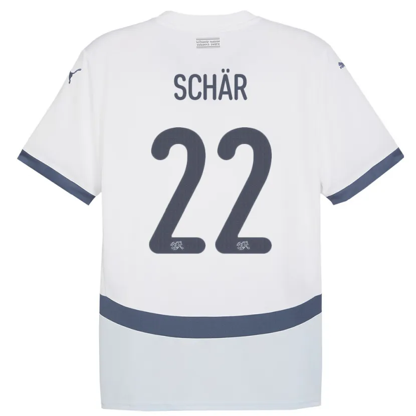 Danxen Herren Schweiz Fabian Schar #22 Weiß Auswärtstrikot Trikot 24-26 T-Shirt Schweiz