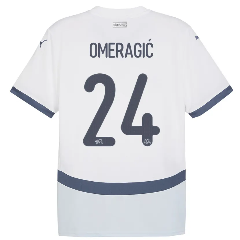 Danxen Herren Schweiz Becir Omeragic #24 Weiß Auswärtstrikot Trikot 24-26 T-Shirt Schweiz