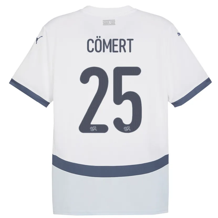 Danxen Herren Schweiz Eray Comert #25 Weiß Auswärtstrikot Trikot 24-26 T-Shirt Schweiz