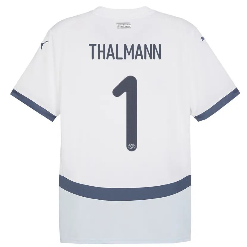 Danxen Herren Schweiz Gaelle Thalmann #1 Weiß Auswärtstrikot Trikot 24-26 T-Shirt Schweiz