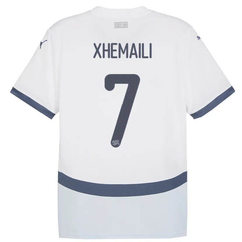 Danxen Herren Schweiz Riola Xhemaili #7 Weiß Auswärtstrikot Trikot 24-26 T-Shirt Schweiz